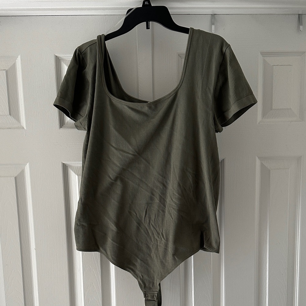 Olive Green Women's Ribbed Bodysuit